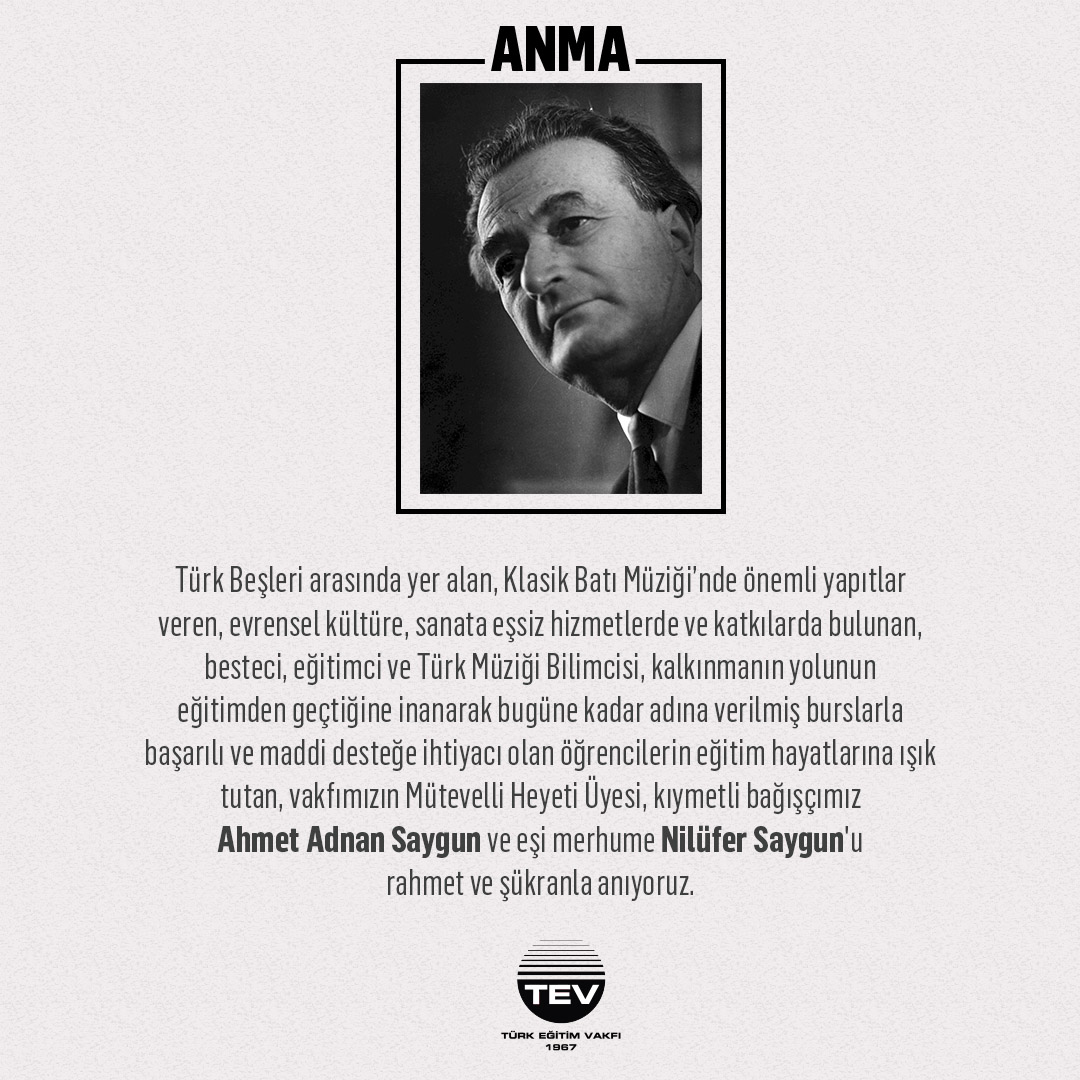 Türk Eğitim Vakfı, Türk Sanat Müziği Bilimcisi Ahmet Adnan Saygun ve eşi Nilüfer Saygun’u Mezarları Başında Andı