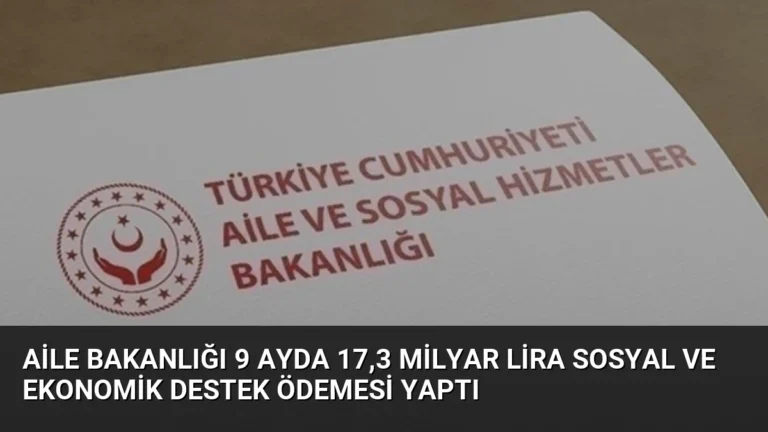 Aile Bakanlığı 9 Ayda 17,3 Milyar Lira Sosyal ve Ekonomik Destek Ödemesi Yaptı